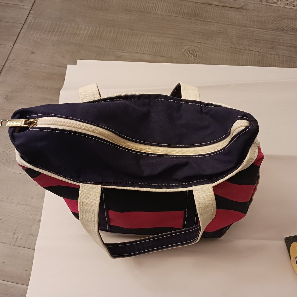 LL Bean pink navy stripe canvas medium usa - Picture 6 of 7